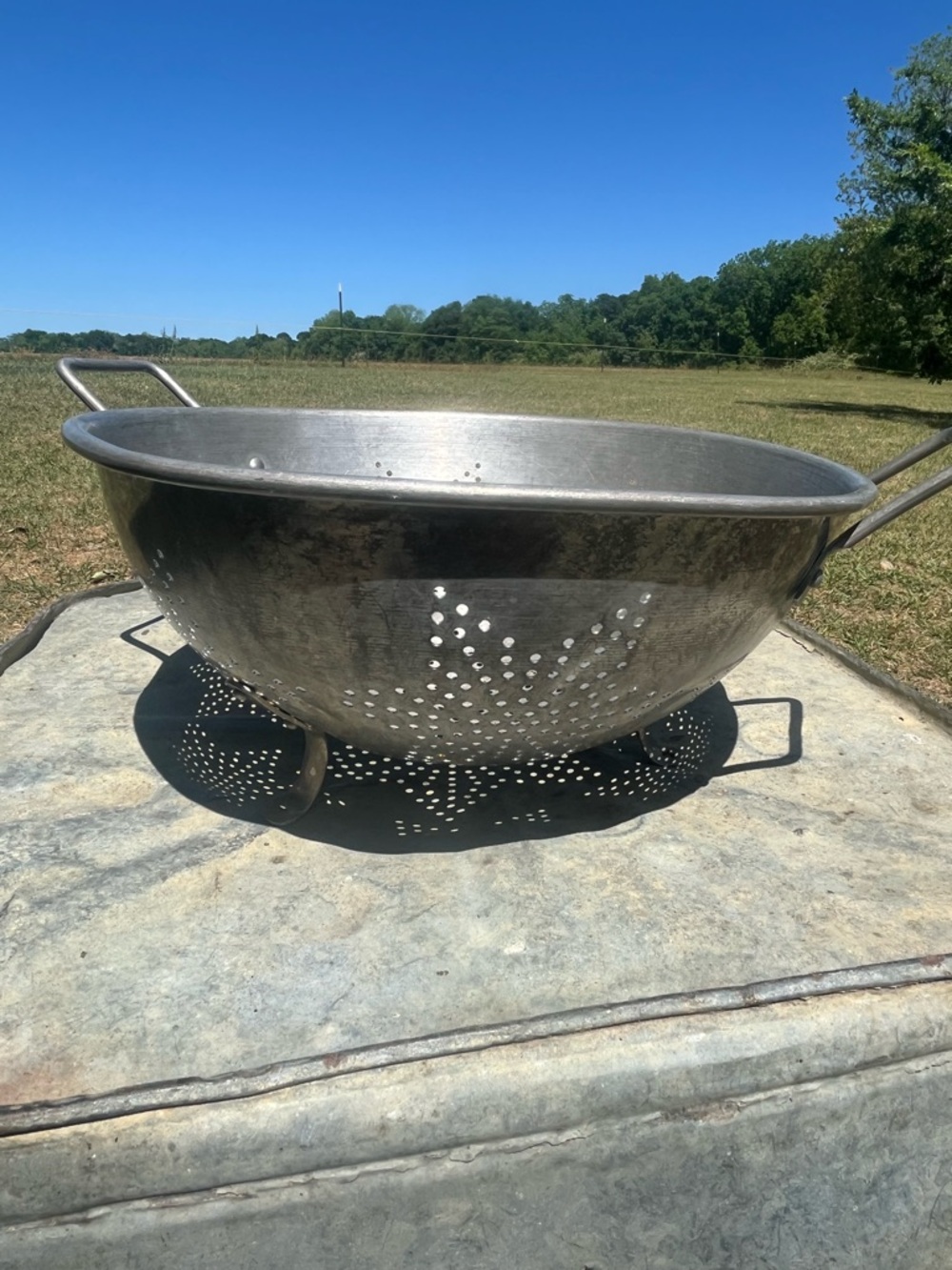 Metal Kitchen Colander - vintage Strainer with Handles